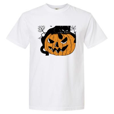 Wo Black Cat on Pumpkin Halloween Cute Garment-Dyed Heavyweight T-Shirt