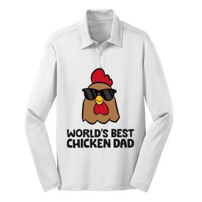 WorldS Best Chicken Dad Silk Touch Performance Long Sleeve Polo