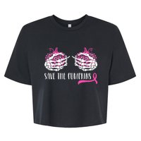 Woman Breast Cancer Awareness Save The Pumpkins Halloween Bella+Canvas Jersey Crop Tee