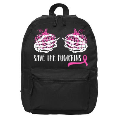 Woman Breast Cancer Awareness Save The Pumpkins Halloween 16 in Basic Backpack