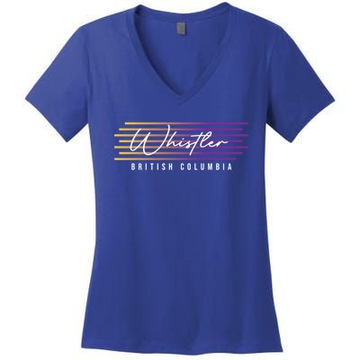 Whistler British Columbia Canada Retro Skiing Snowboarding Gift Women's V-Neck T-Shirt