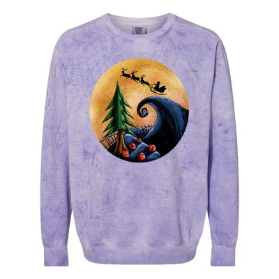 Work Before Christmas Santa's Art Wave Colorblast Crewneck Sweatshirt