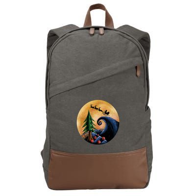 Work Before Christmas Santa's Art Wave Cotton Canvas Backpack