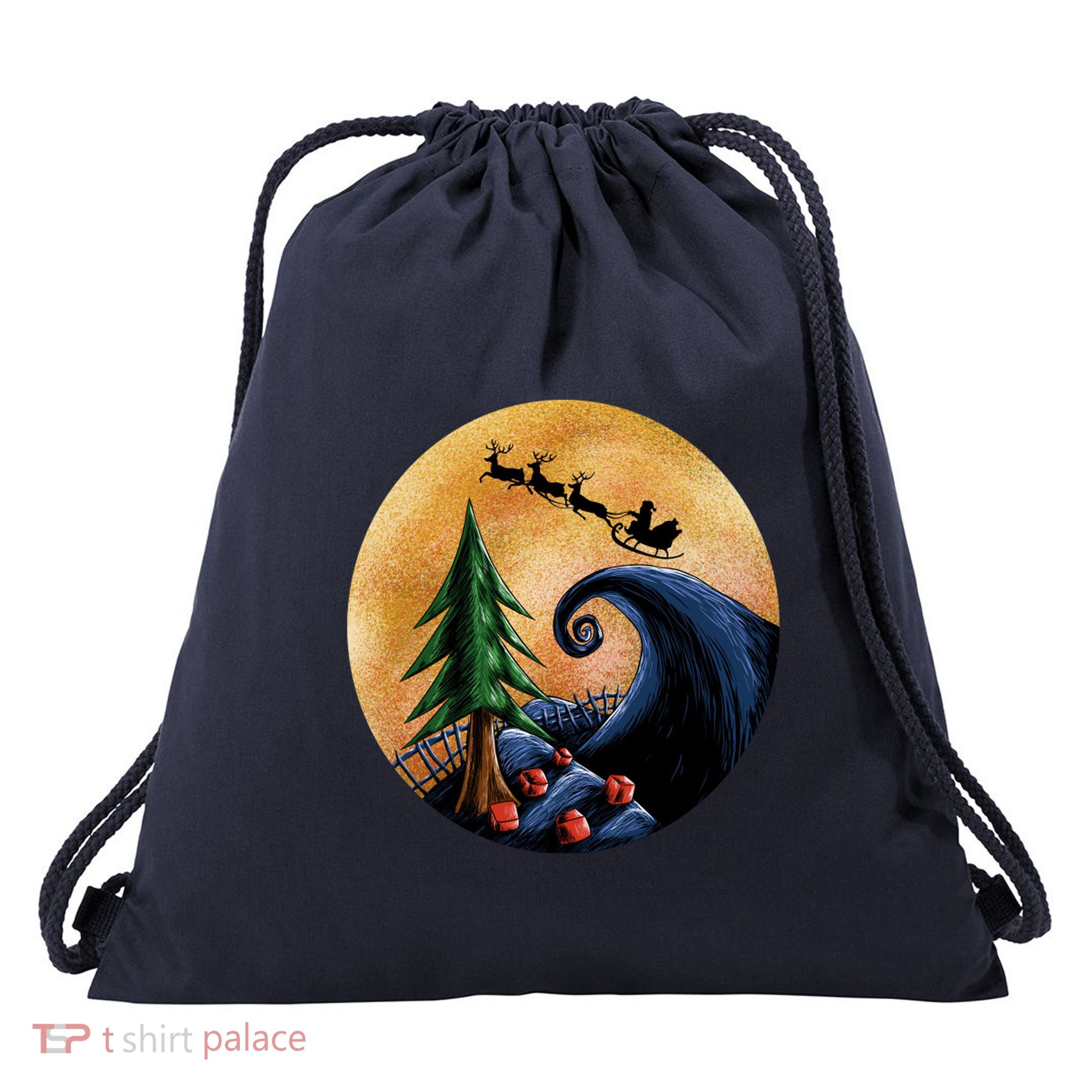 Work Before Christmas Santa's Art Wave Drawstring Bag