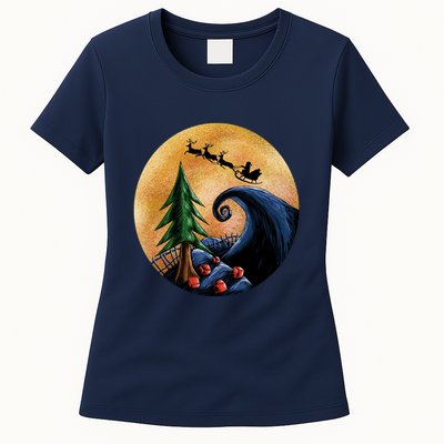 Work Before Christmas Santa's Art Wave Womens T-Shirt