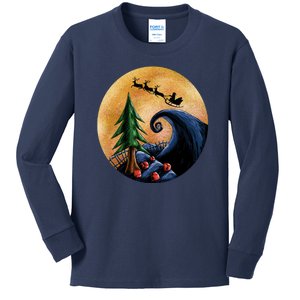 Work Before Christmas Santa's Art Wave Kids Long Sleeve Shirt