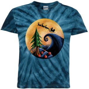 Work Before Christmas Santa's Art Wave Kids Tie-Dye T-Shirt