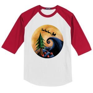 Work Before Christmas Santa's Art Wave Kids Colorblock Raglan Jersey