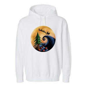 Work Before Christmas Santa's Art Wave Garment-Dyed Fleece Hoodie