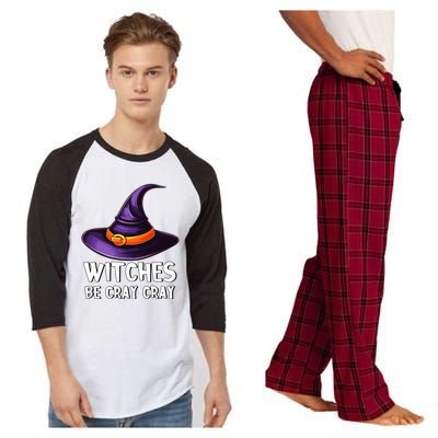 Witches Be Cray Cray Funny Witch Hat Halloween Crazy Witch Gift Raglan Sleeve Pajama Set