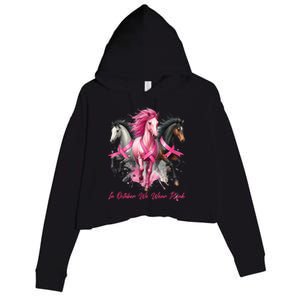 Women Breast Cancer Awareness In October We Wear Pin.K Horse Gift Crop Fleece Hoodie