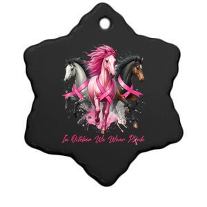 Women Breast Cancer Awareness In October We Wear Pin.K Horse Gift Ceramic Star Ornament