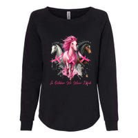 Women Breast Cancer Awareness In October We Wear Pin.K Horse Gift Womens California Wash Sweatshirt