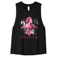 Women Breast Cancer Awareness In October We Wear Pin.K Horse Gift Women's Racerback Cropped Tank