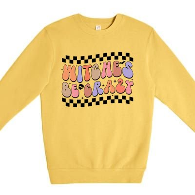 Witches Be Crazy And Witch Spooky Halloween Season Checkered Gift Premium Crewneck Sweatshirt