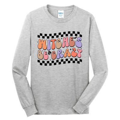 Witches Be Crazy And Witch Spooky Halloween Season Checkered Gift Tall Long Sleeve T-Shirt