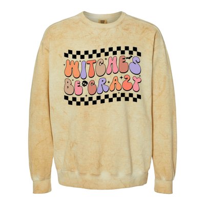 Witches Be Crazy And Witch Spooky Halloween Season Checkered Gift Colorblast Crewneck Sweatshirt