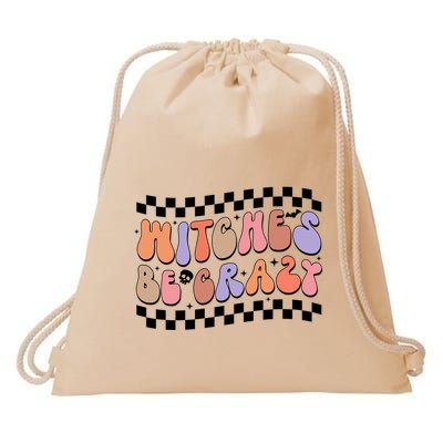 Witches Be Crazy And Witch Spooky Halloween Season Checkered Gift Drawstring Bag