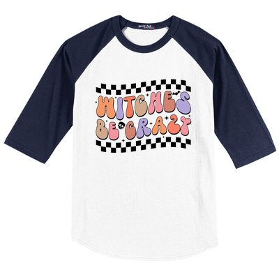 Witches Be Crazy And Witch Spooky Halloween Season Checkered Gift Baseball Sleeve Shirt