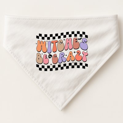 Witches Be Crazy And Witch Spooky Halloween Season Checkered Gift USA-Made Doggie Bandana