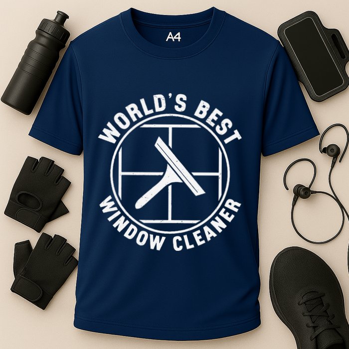 WorldS Best Cool Window Washing Professional Window Cleaner Cooling Performance Crew T-Shirt