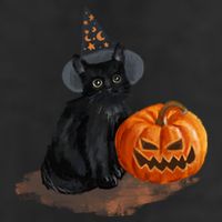 Witch Black Cat Pumpkin Halloween 7 Panel Mesh Trucker Snapback Hat