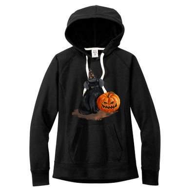 Witch Black Cat Pumpkin Halloween Women's Fleece Hoodie