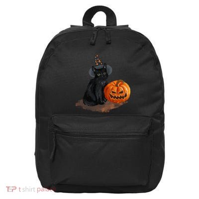 Witch Black Cat Pumpkin Halloween 16 in Basic Backpack