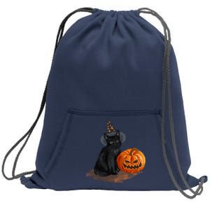 Witch Black Cat Pumpkin Halloween Sweatshirt Cinch Pack Bag