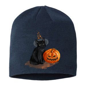 Witch Black Cat Pumpkin Halloween Sustainable Beanie