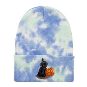 Witch Black Cat Pumpkin Halloween Tie Dye 12in Knit Beanie