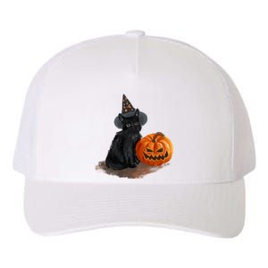 Witch Black Cat Pumpkin Halloween Yupoong Adult 5-Panel Trucker Hat