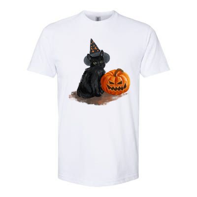 Witch Black Cat Pumpkin Halloween Softstyle® CVC T-Shirt