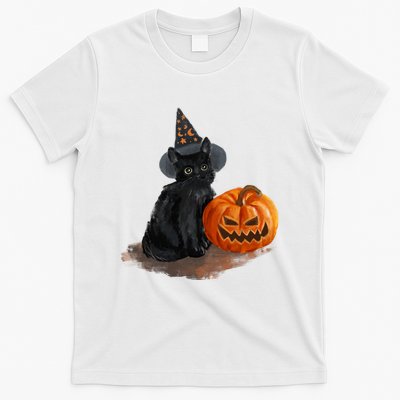 Witch Black Cat Pumpkin Halloween T-Shirt