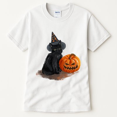 Witch Black Cat Pumpkin Halloween Tall T-Shirt