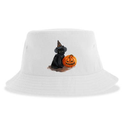 Witch Black Cat Pumpkin Halloween Sustainable Bucket Hat
