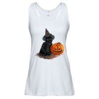 Witch Black Cat Pumpkin Halloween Ladies Essential Flowy Tank