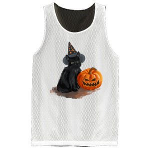 Witch Black Cat Pumpkin Halloween Mesh Reversible Basketball Jersey Tank