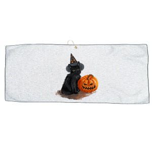 Witch Black Cat Pumpkin Halloween Large Microfiber Waffle Golf Towel