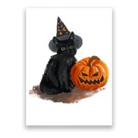 Witch Black Cat Pumpkin Halloween Poster