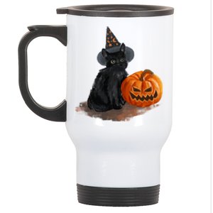 Witch Black Cat Pumpkin Halloween Stainless Steel Travel Mug