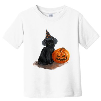 Witch Black Cat Pumpkin Halloween Toddler T-Shirt