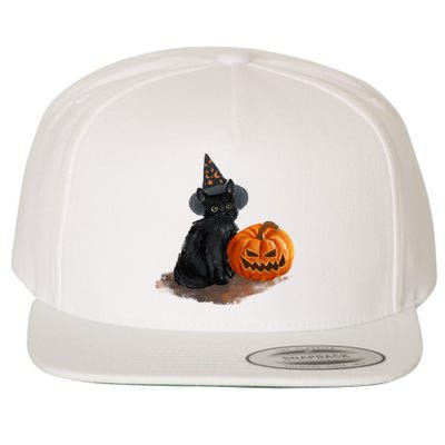 Witch Black Cat Pumpkin Halloween Wool Snapback Cap