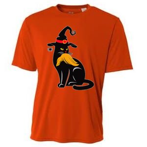 Witch Black Cat Kamala Harris Halloween Trump Hair Cooling Performance Crew T-Shirt