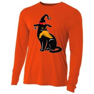 Witch Black Cat Kamala Harris Halloween Trump Hair Cooling Performance Long Sleeve Crew