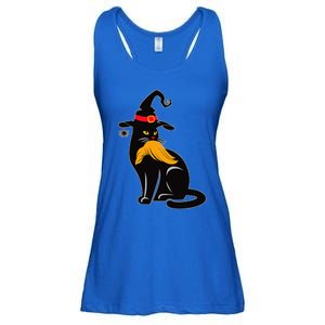 Witch Black Cat Kamala Harris Halloween Trump Hair Ladies Essential Flowy Tank