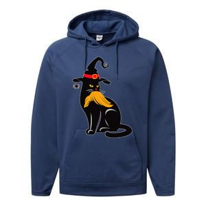 Witch Black Cat Kamala Harris Halloween Trump Hair Performance Fleece Hoodie