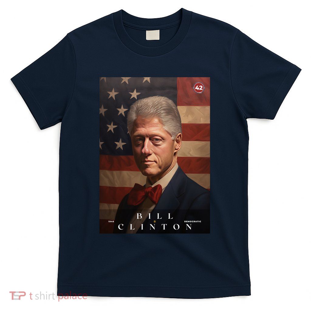 William Bill Clinton 42nd President Of The United States Portrait T-Shirt