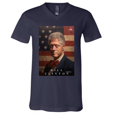 William Bill Clinton 42nd President Of The United States Portrait V-Neck T-Shirt