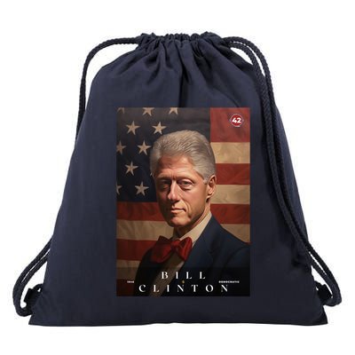 William Bill Clinton 42nd President Of The United States Portrait Drawstring Bag